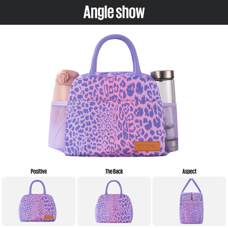 douyadady Lunch Bag Women/Men Lunch Box Women/Men (purple leopard) - Image 5
